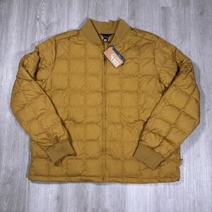 Eddie Bauer Mens Shaw Down Bomber Jacket Mens 2XL Dark Sand 650 Fill Quilted NWT